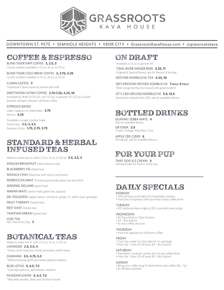 Menu - Grassroots Kava House photo 5